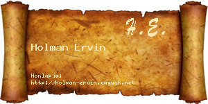 Holman Ervin névjegykártya